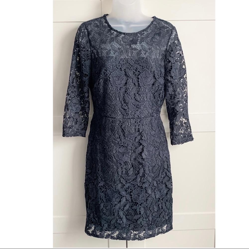 J. Crew Grey Floral Lace Cocktail Dress NWT